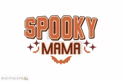 Retro Fall Halloween PNG Spooky Mama SVG PNG T-shirt Design Product Image 1