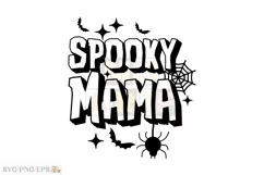 Retro Fall PNG Halloween Spooky Mama SVG PNG T-shirt Design Product Image 1