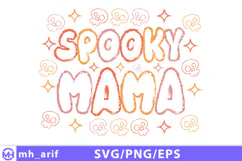 Retro Halloween Spooky Mama PNG SVG T-shirt Design Product Image 1