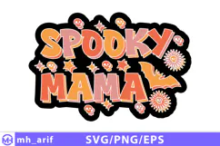 Retro Halloween Spooky Mama SVG PNG T-shirt Design Product Image 1