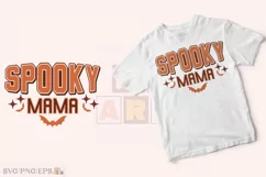 Retro Fall Halloween PNG Spooky Mama SVG PNG T-shirt Design Product Image 2