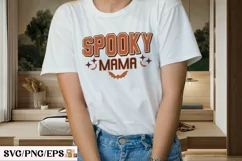 Retro Fall Halloween PNG Spooky Mama SVG PNG T-shirt Design Product Image 3