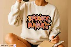 Retro Halloween Spooky Mama SVG PNG T-shirt Design Product Image 4