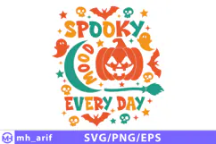 Spooky Mood Every Day Retro Halloween SVG PNG T-shirt Design Product Image 1