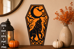 Spooky Moon Night Wolf Coffin Cut File Design Product Image 1