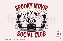 Spooky Movie Club SVG PNG, Retro Halloween Spooky Vibes Product Image 1