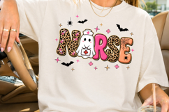 Spooky Nurse Halloween PNG, Leopard Ghost Nurse Sublimation Product Image 2
