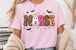 Spooky Nurse Halloween PNG, Leopard Ghost Nurse Sublimation Product Image 4