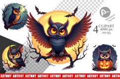 Halloween Owl Whispers Clipart Product Image 1