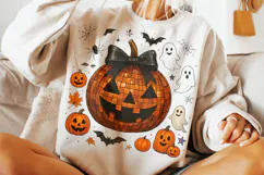 Halloween Coquette Pumpkin PNG, Pumpkin Spooky Bow PNG, Fall Product Image 2