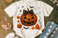 Halloween Coquette Pumpkin PNG, Pumpkin Spooky Bow PNG, Fall Product Image 5