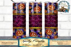 This is a Spooky pumpkin sublimation design. sized to fit a 20oz skinny tumbler. This sublimation tumbler wrap features a glitter band and peekaboo pumpkins