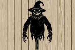 Spooky scarecrow stencil silhouette SVG Product Image 1