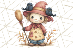Spooky Scarecrows Halloween Clipart, Whimsical PNG Product Image 3