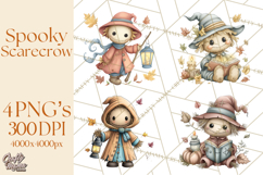 Spooky Scarecrows Halloween Clipart, Whimsical PNG Product Image 1