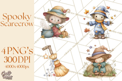 Spooky Scarecrows Halloween Clipart, Whimsical PNG Product Image 1