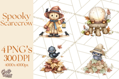 Spooky Scarecrows Halloween Clipart, Whimsical PNG Product Image 1