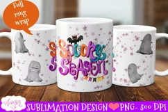 Spooky season mug wrap PNG for sublimation 11oz and 15oz Product Image 1