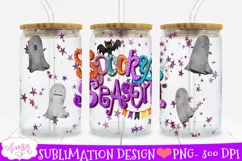 spooky season hand lettered with cute ghosts PNG