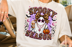 Spooky Season PNG Leopard Bow Ghost Sublimation Product Image 2