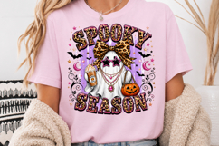 Spooky Season PNG Leopard Bow Ghost Sublimation Product Image 3