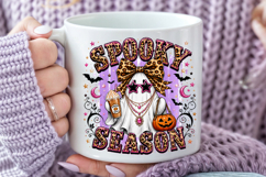 Spooky Season PNG Leopard Bow Ghost Sublimation Product Image 4