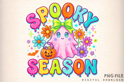 Spooky Season Png, Neon Ghost Halloween Png Product Image 1