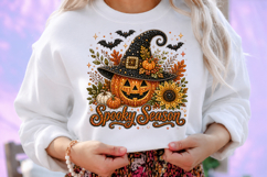 Spooky Season Pumpkin Rhinestone PNG Design Product Image 2