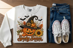 Spooky Season Pumpkin Rhinestone PNG Design Product Image 3