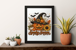 Spooky Season Pumpkin Rhinestone PNG Design Product Image 7