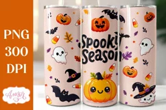 Spooky season tumbler wrap for sublimation, Halloween PNG Product Image 1