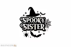 Retro Fall Halloween Spooky Sister SVG T shirt Design Product Image 1