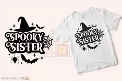 Retro Fall Halloween Spooky Sister SVG T shirt Design Product Image 2
