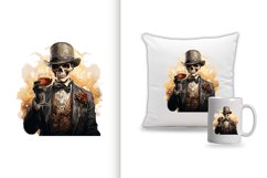 skull man watercolor clipart png