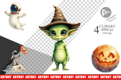 Clipart Watercolor Spooky Space Cadets Product Image 1
