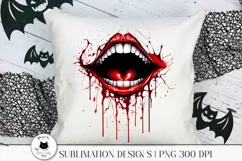 halloween design with creepy smile shown on a pillow