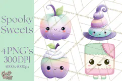 Haunted Bake Shop Delights Clipart PNG Cute Kawaii Pastels Product Image 1