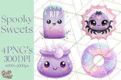 Haunted Bake Shop Delights Clipart PNG Cute Kawaii Pastels Product Image 1