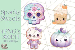 Haunted Bake Shop Delights Clipart PNG Cute Kawaii Pastels Product Image 1