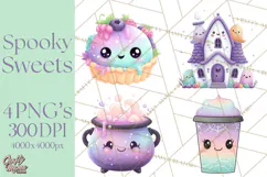 Haunted Bake Shop Delights Clipart PNG Cute Kawaii Pastels Product Image 1