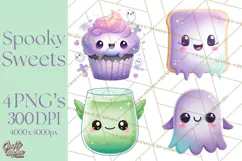 Haunted Bake Shop Delights Clipart PNG Cute Kawaii Pastels Product Image 1