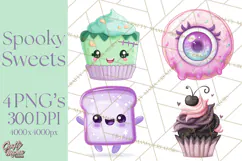 Haunted Bake Shop Delights Clipart PNG Cute Kawaii Pastels Product Image 1