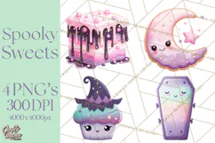 Haunted Bake Shop Delights Clipart PNG Cute Kawaii Pastels Product Image 1
