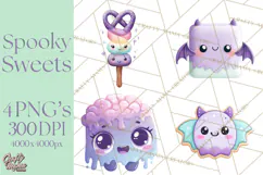 Haunted Bake Shop Delights Clipart PNG Cute Kawaii Pastels Product Image 1