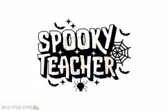 Retro Halloween Teach Spooky Teacher SVG PNG T-shirt Design Product Image 1