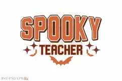 Retro Halloween Teach Spooky Teacher SVG PNG T-shirt Design Product Image 1
