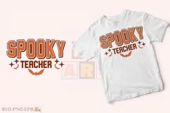 Retro Halloween Teach Spooky Teacher SVG PNG T-shirt Design Product Image 2
