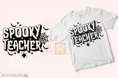 Retro Halloween Teach Spooky Teacher SVG PNG T-shirt Design Product Image 2