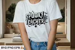 Retro Halloween Teach Spooky Teacher SVG PNG T-shirt Design Product Image 3