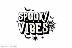 Retro Halloween Fall, Spooky Vibes SVG PNG T-shirt Design Product Image 1